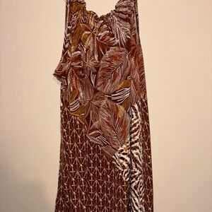 Cato Brown and White Asymmetrical Sundress